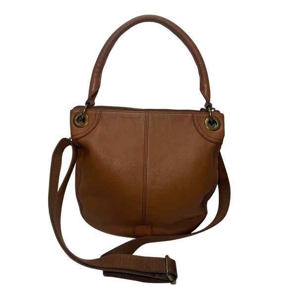 FOSSIL Tan Brown LEATHER Hobo Crossbody Bag Adjustable Strap Classic Y2K Style - Picture 1 of 10
